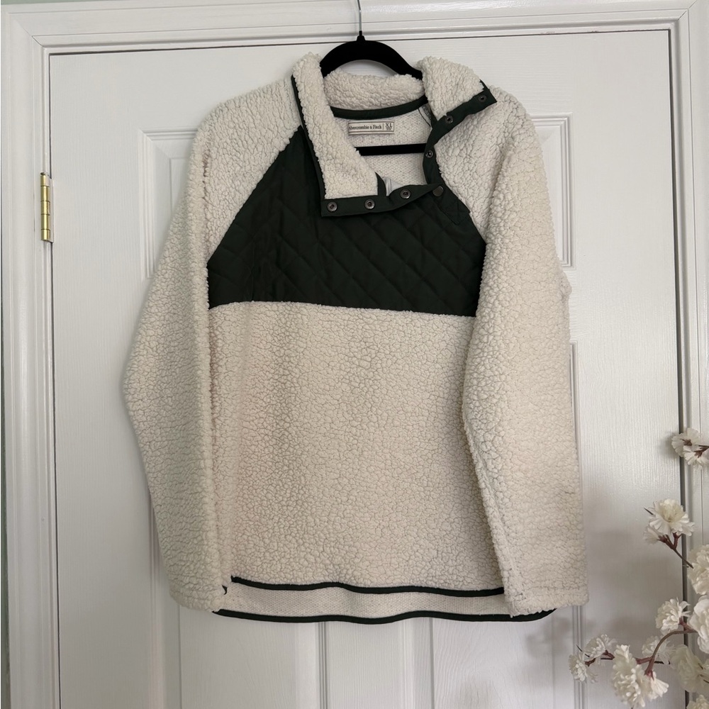 Abercrombie & Fitch Sherpa Fleece Half Snap Pullover Jacket